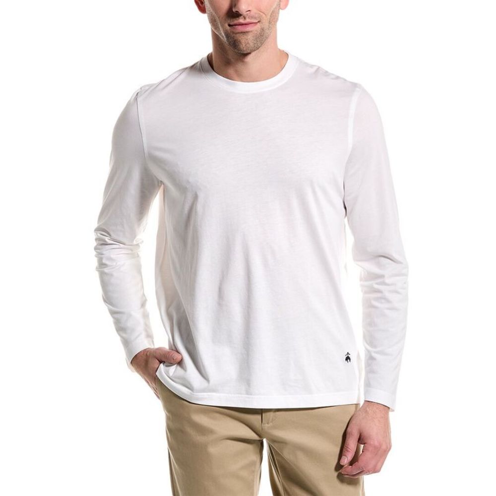 Men's White Long-Sleeve Crewneck Shirt